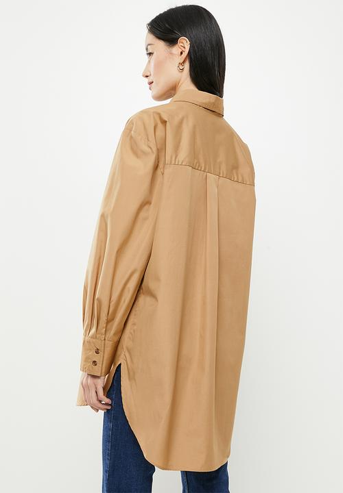 POLO - Women long sleeve boyfriend shirt - camel