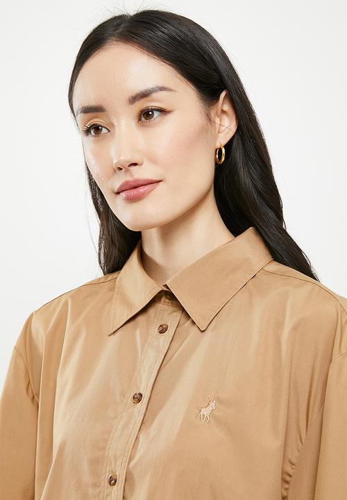 POLO - Women long sleeve boyfriend shirt - camel