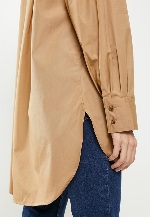 POLO - Women long sleeve boyfriend shirt - camel