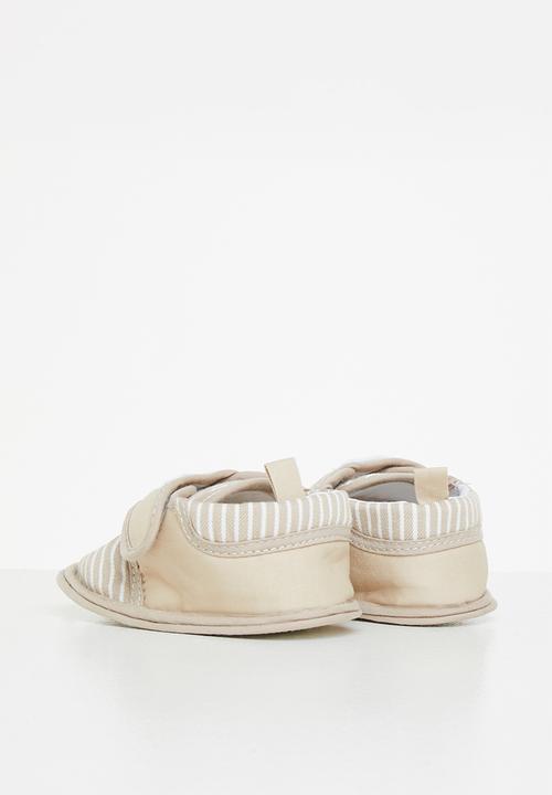 Pop Candy - Boys stripe booties - beige