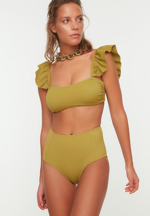 Trendyol - High waist bikini bottom - green