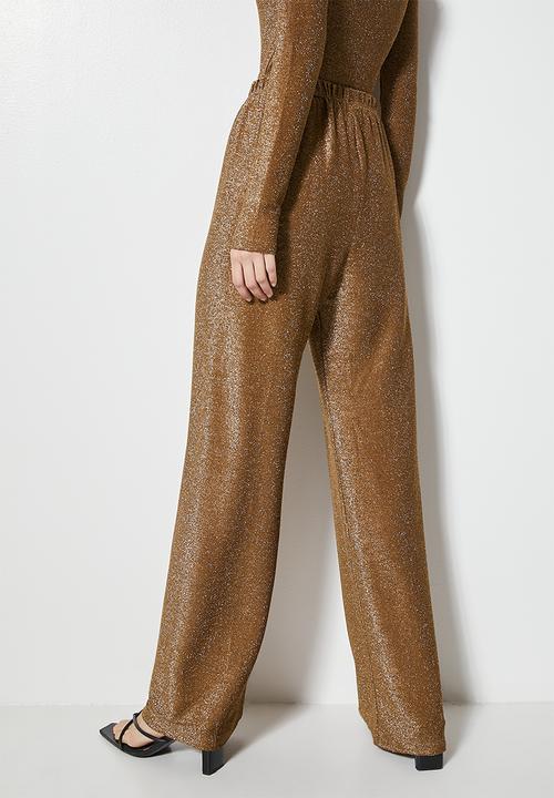 VELVET - Metallic kick flare pant - cafe gold