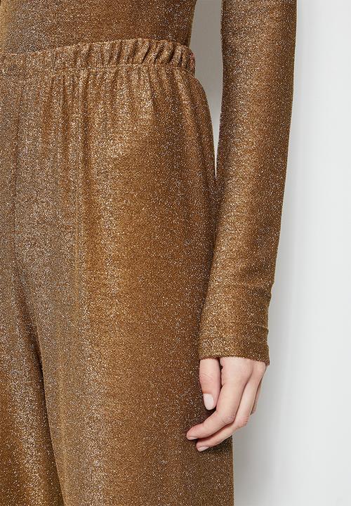 VELVET - Metallic kick flare pant - cafe gold