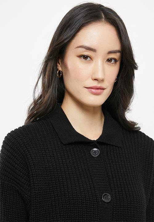 Me&B - Collar cardigan plain - black
