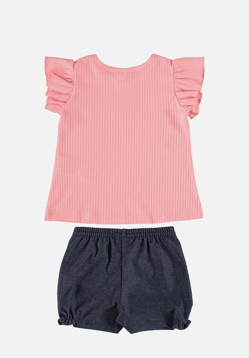 Quimby - Blouse and denim shorts - pink