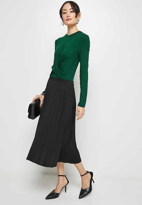 MILLA - Wrap front long sleeve bodysuit - emerald