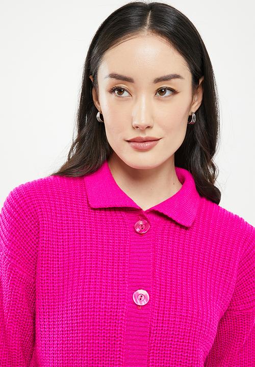 Me&B - Collar cardigan plain - fuschia
