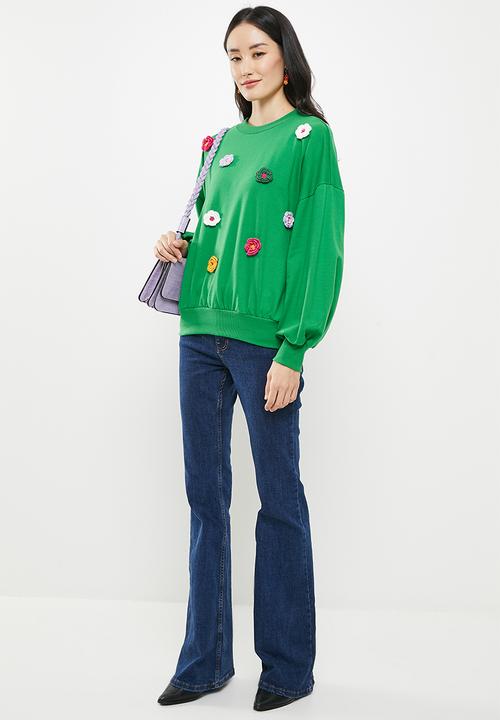 Me&B - Flower detail sweatshirt - green