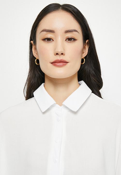 edit - Mandarin collar longline shirt - milk