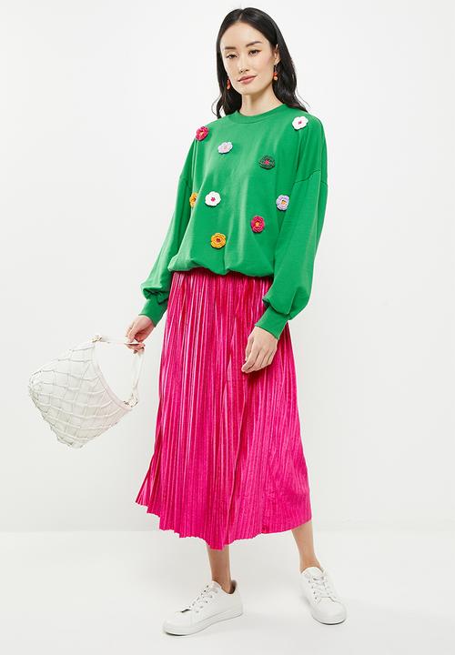 Me&B - Velvet maxi skirt - pink