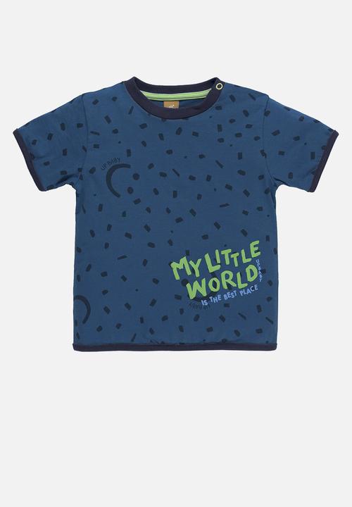 UP Baby - Tee and sweat bermuda - blue & navy