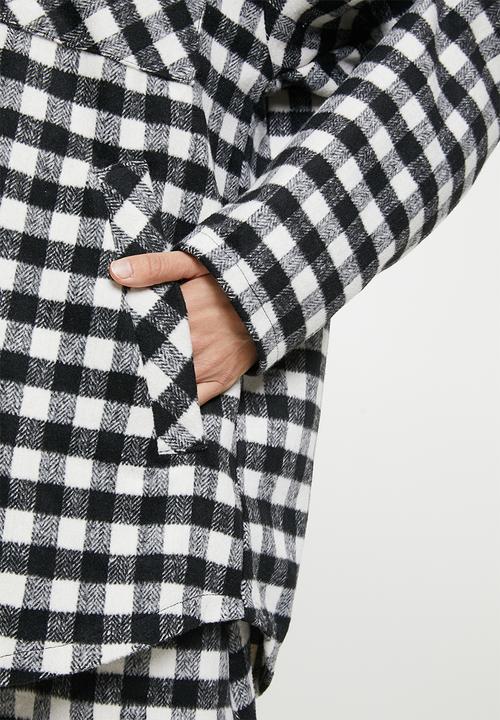 Me&B - Brushed check shacket - black & white