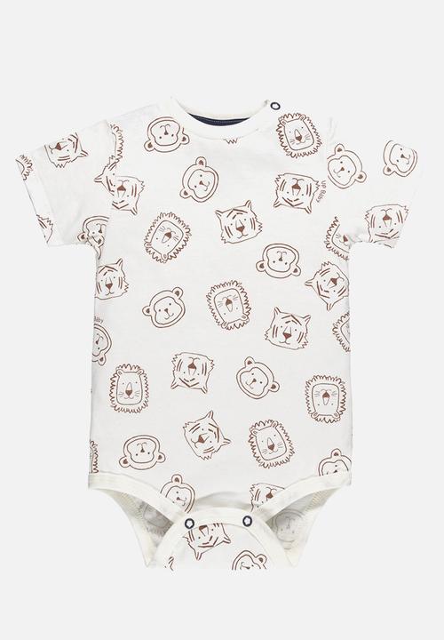 UP Baby - Bodysuit, bib and sweat bermuda - off white & navy