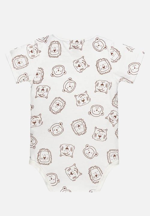UP Baby - Bodysuit, bib and sweat bermuda - off white & navy