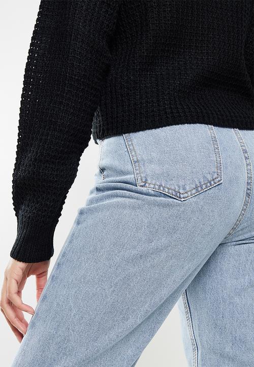 Missguided - Recycled waffle off shoulder jumper - black
