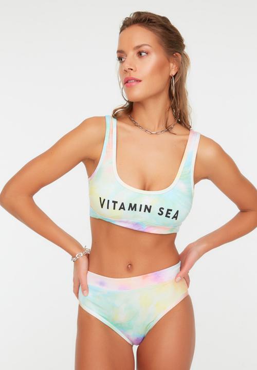 Trendyol - Batik patterned high waist bikini bottom - multi