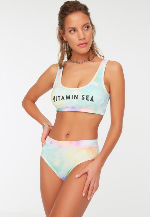 Trendyol - Batik patterned high waist bikini bottom - multi