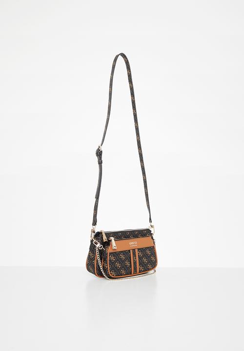 GUESS - Kasinta double zip pouch - brown & cognac