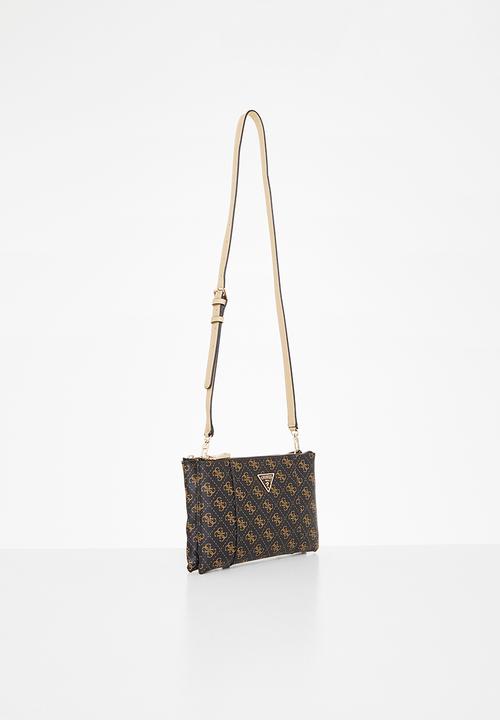 GUESS - Noelle dbl zip crossbody - brown logo
