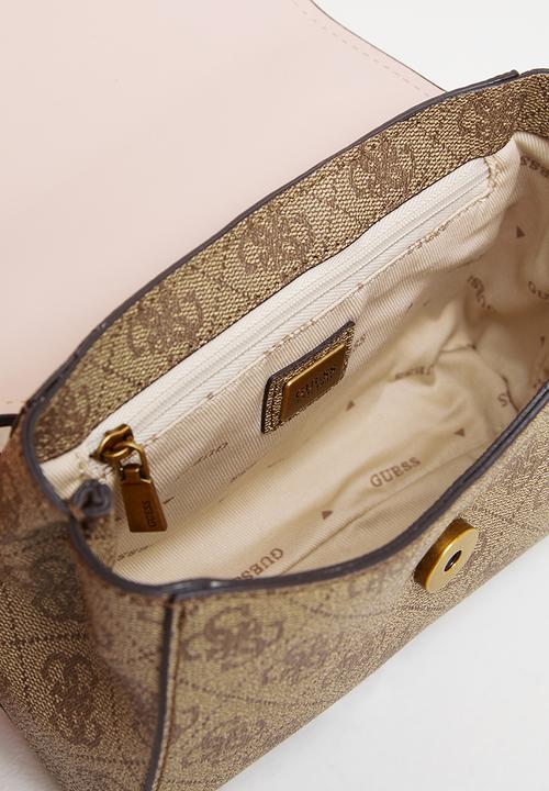 GUESS - Rossana mini crossbody flap - latte & shell
