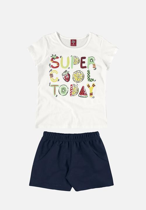 Bee Loop - Blouse and sweatshorts - white & blue