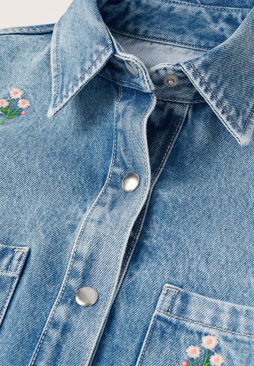 MANGO - Overshirt daisy - open blue