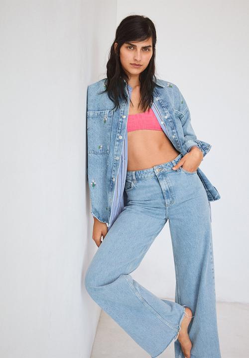 MANGO - Overshirt daisy - open blue