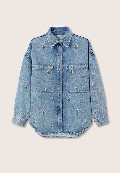 MANGO - Overshirt daisy - open blue