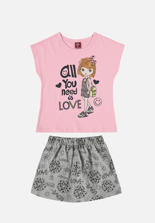 Bee Loop - Blouse and shorts-skirt - pink & grey
