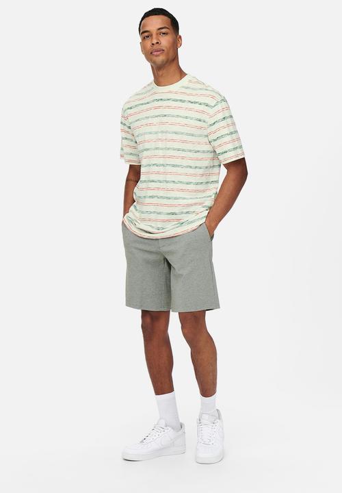 Only & Sons - Onsiban relaxed short sleeve stripe tee - jade green