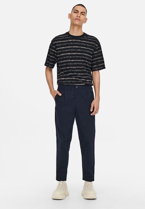 Only & Sons - Onsiban relaxed short sleeve stripe tee - navy