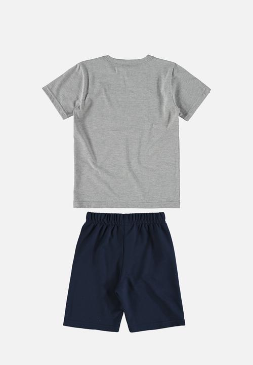 Bee Loop - Tee and sweat bermuda - grey & navy