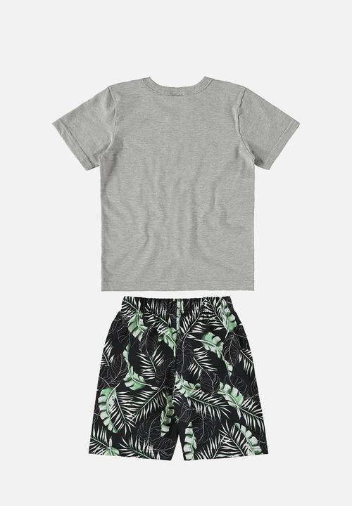 Bee Loop - Tee and sweat bermuda - grey & green