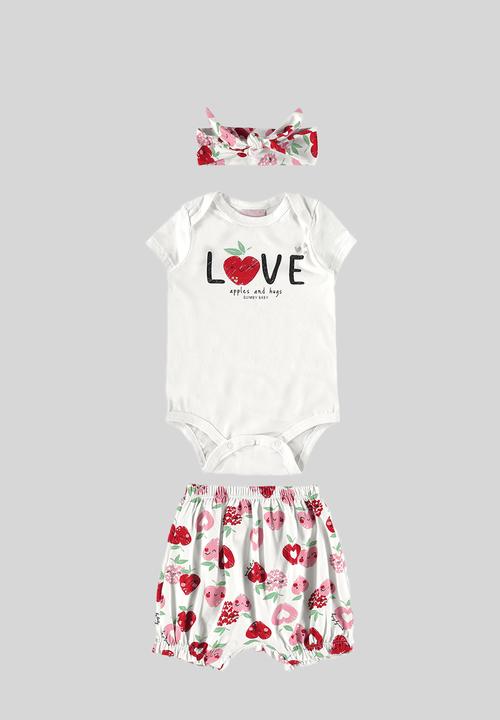 Quimby - Bodysuit, shorts and headband set - white