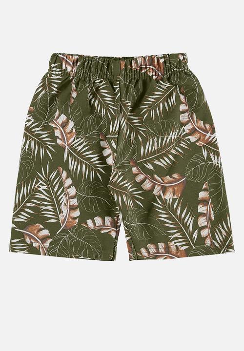 Bee Loop - Tee and sweat bermuda - off white & green