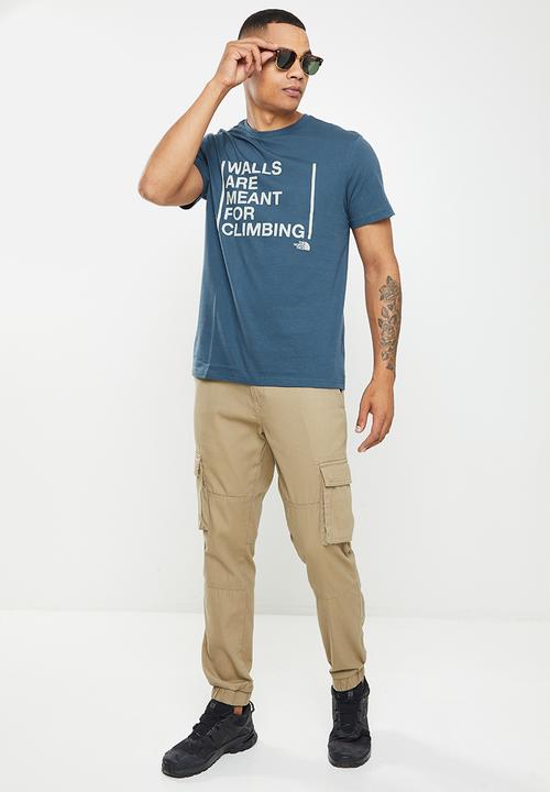 The North Face - M short sleeve walls are for climbing tee - blue
