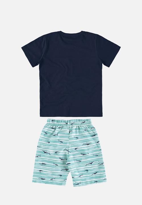 Bee Loop - Tee and microfiber bermuda - navy & light blue 