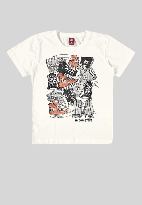 Bee Loop - Tee and sweat bermuda - off white & dark grey