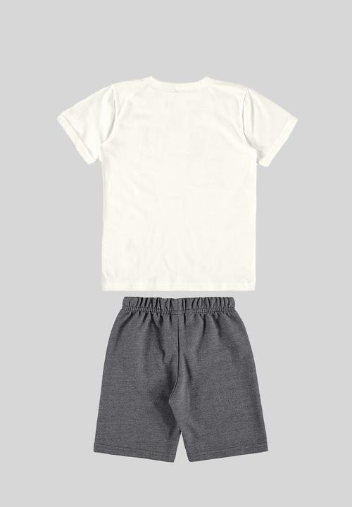 Bee Loop - Tee and sweat bermuda - off white & dark grey