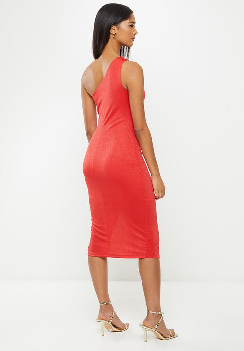 Koton - Spaghetti strap shimmer midi dress - red