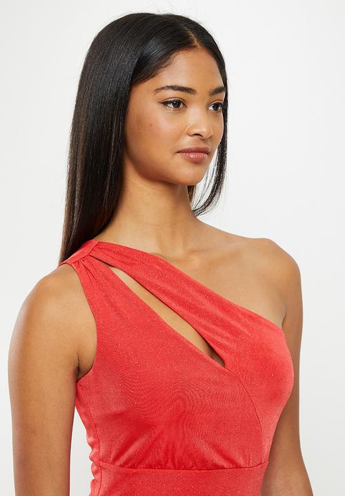Koton - Spaghetti strap shimmer midi dress - red