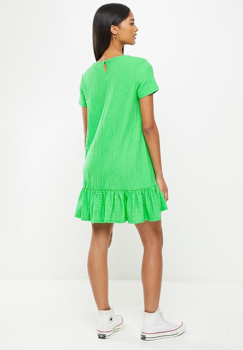 Koton - Crew neck short sleeve mini dress - green