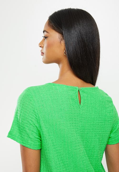 Koton - Crew neck short sleeve mini dress - green