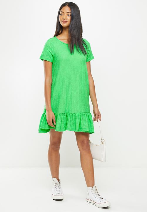 Koton - Crew neck short sleeve mini dress - green