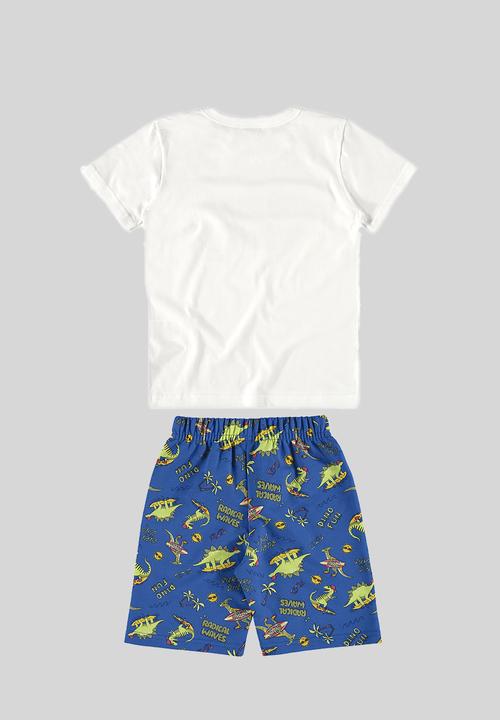 Bee Loop - Tee and sweat bermuda - white & blue