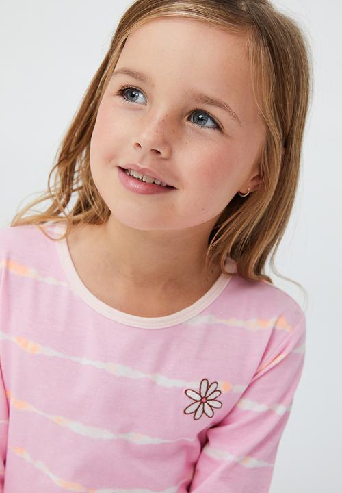 Cotton On - Florence long sleeve pyjama set - cali pink/linear tie dye