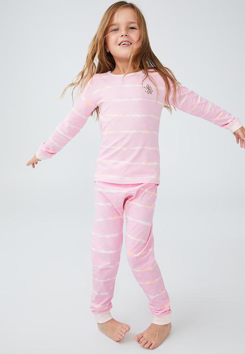 Cotton On - Florence long sleeve pyjama set - cali pink/linear tie dye