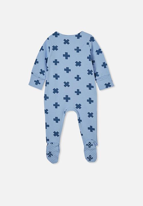 Cotton On - The long sleeve zip romper - dusk blue/crosses