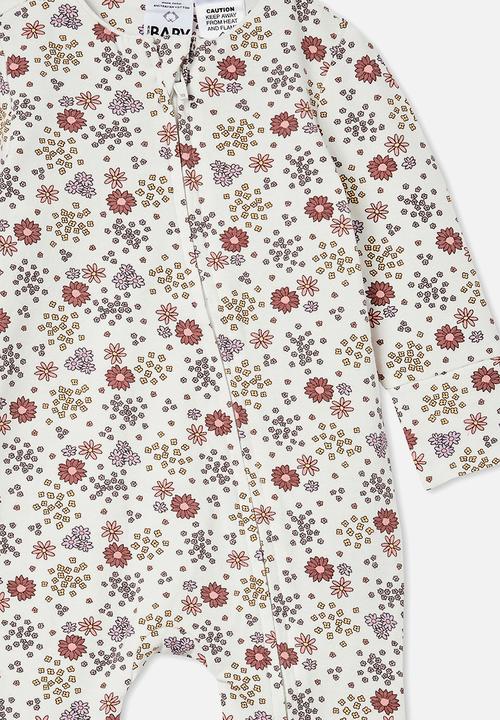 Cotton On - The long sleeve zip romper - vanilla/delilah ditsy