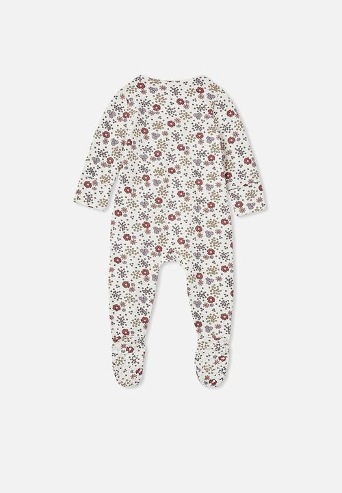 Cotton On - The long sleeve zip romper - vanilla/delilah ditsy